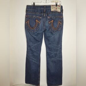 True Religion Size 33 Mens Denim with Yellow Stitching 100%cotton